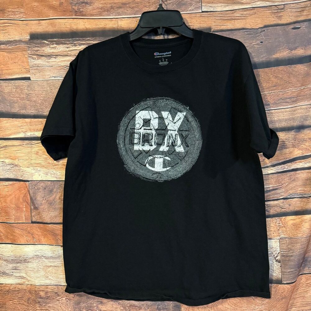 Champion T-Shirt Men's Black L Bronx BX Graphic Crew Neck Cotton Blend